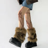 Vintage Faux Fur Leg Warmers - Furry Boots Cover Socks | Winter Thickened Plush Socks for Hot Girl Jk Punk Hiphop Cosplay Accessories