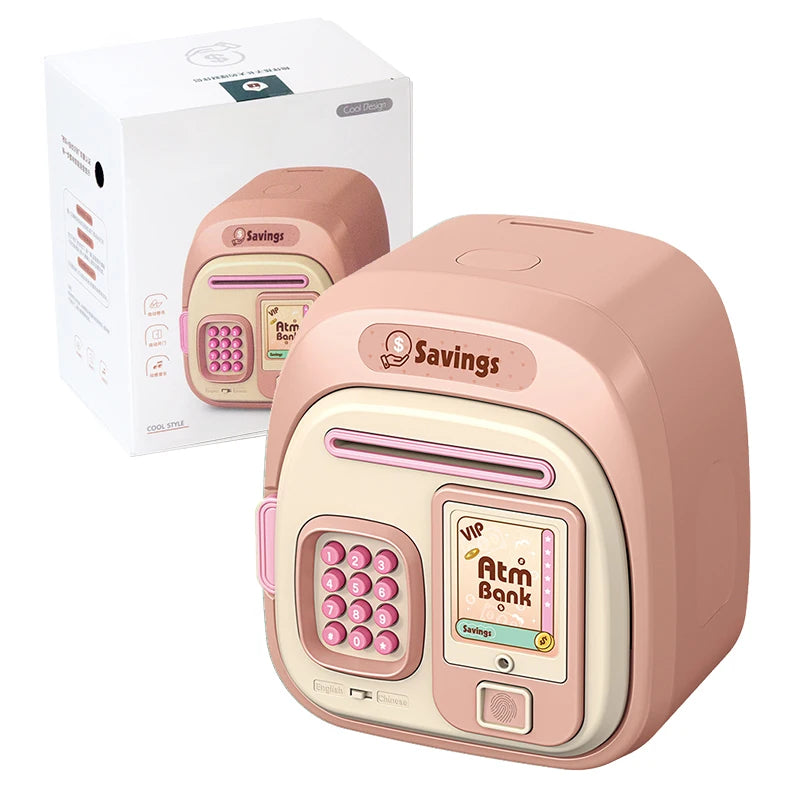 Electronic Piggy Bank for Kids – Mini ATM Cash Money Bank with Password Lock, Banknote Saving Box, Gift for Ages 3+