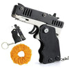 Kids Mini Folding Rubber Band Launcher Toy — Portable Keychain Launcher with 60 Rubber Bands for Outdoor Play