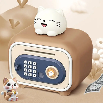 Password Lock Automatic Roll-Up Savings Bank Fingerprint Protected Voice Reminder Children's Cartoon Money Safe Box