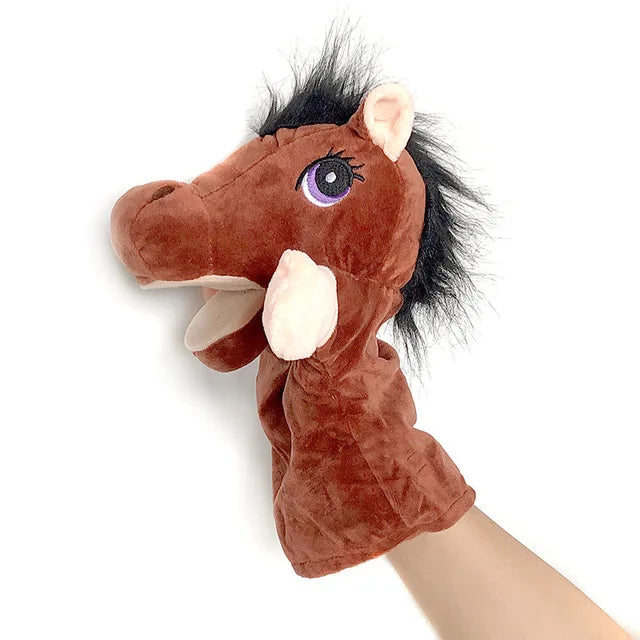 Soft Plush Horse Hand and Finger Puppet, Cartoon Toy for Kids Party Decoration