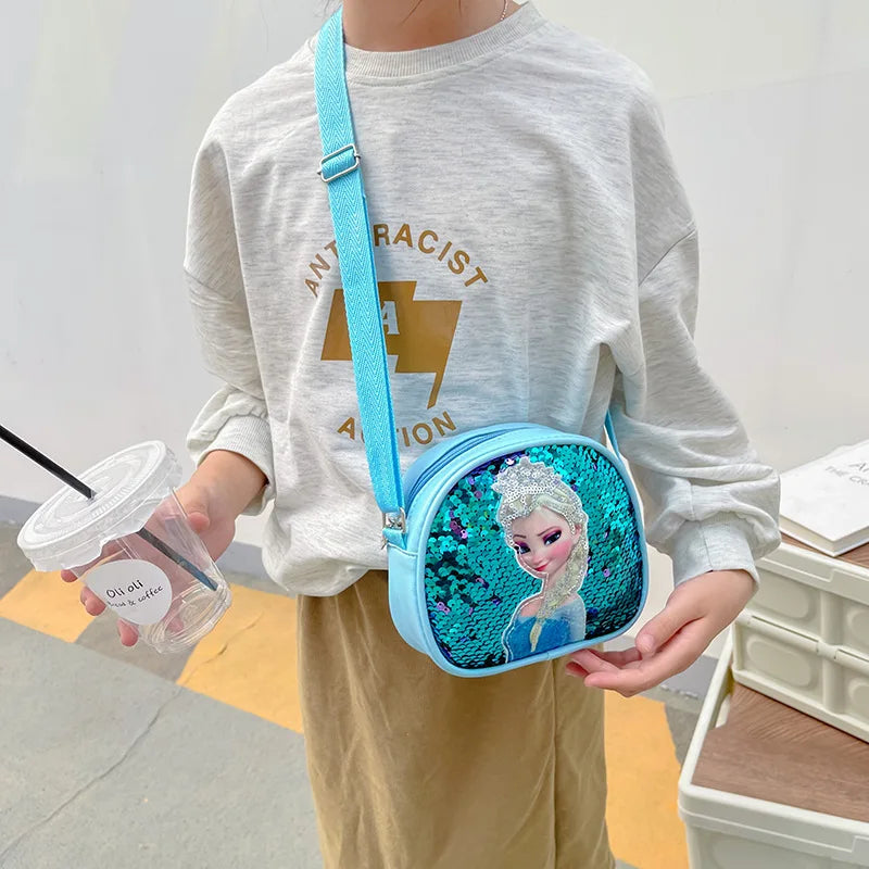 Frozen Anime Girls' Bag – Disney Princess Elsa Sequin Shoulder & Messenger Bag for Kids, Casual & Stylish - Kidzy Market