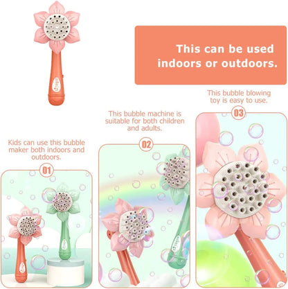 Sunflower Bubble Machine – 23-Nozzle Battery-Operated Bubble Blower for Kids, Outdoor Party Toy