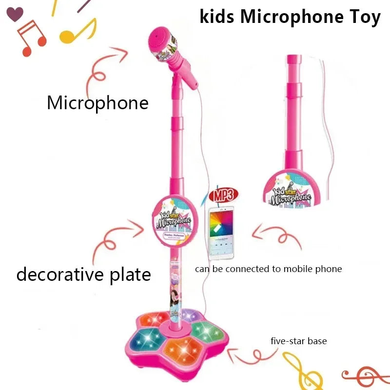 Kids Microphone with Stand - Karaoke Music Toy for Brain Training, Educational Gift for Boys and Girls