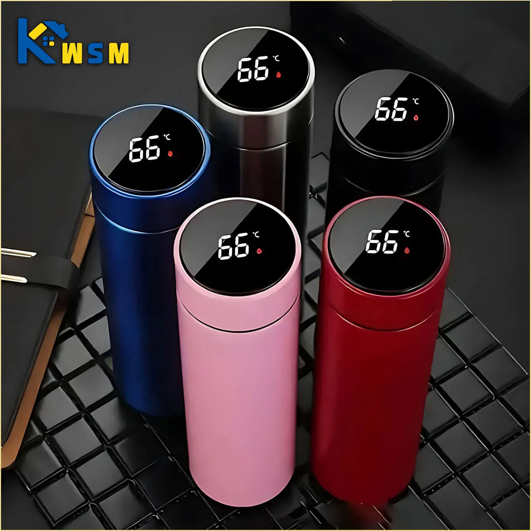 500ml (16.9 fl oz) Temperature Display Stainless Steel Vacuum Insulated Divided Thermos Bottle — Leakproof Travel Flask, Father's Day Gift