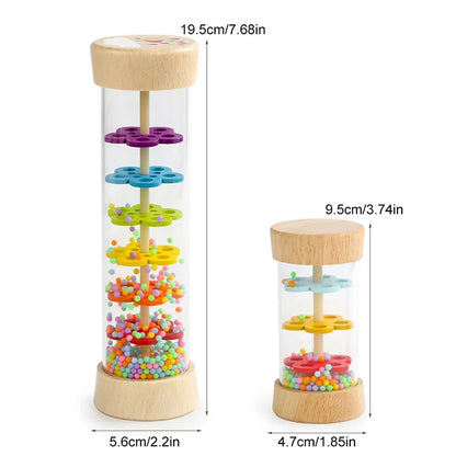Wooden Rain Sound Tube Instrument - Rain Maker Stick, Hourglass Music Shaker for Hearing Enlightenment Toy