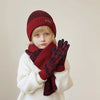 3Pcs Children Winter Hat, Scarf & Gloves Set – Knitted Beanie, Non-Slip Telefingers Gloves, Warm Cap for Boys & Girls 4-10 Years
