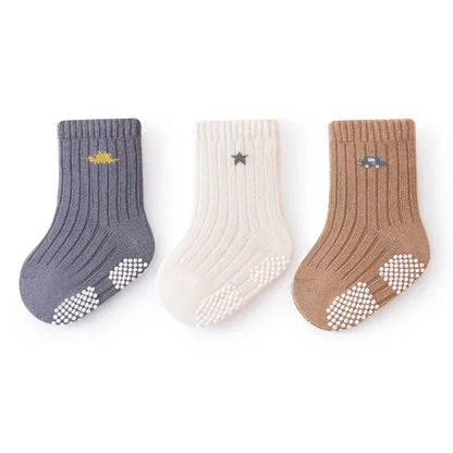3 Pairs Newborn Baby Socks - Autumn Warm, Breathable Non-Slip Stockings | Solid Fashion Socken for Boys & Girls, Kids Clothes Accessories