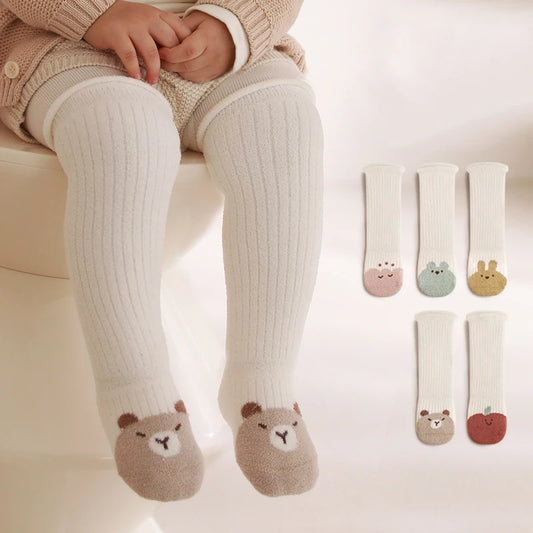 Winter Baby Knee-High Socks – Thick Warm Stockings with Cute Cartoon Design (Newborn & Toddler)
