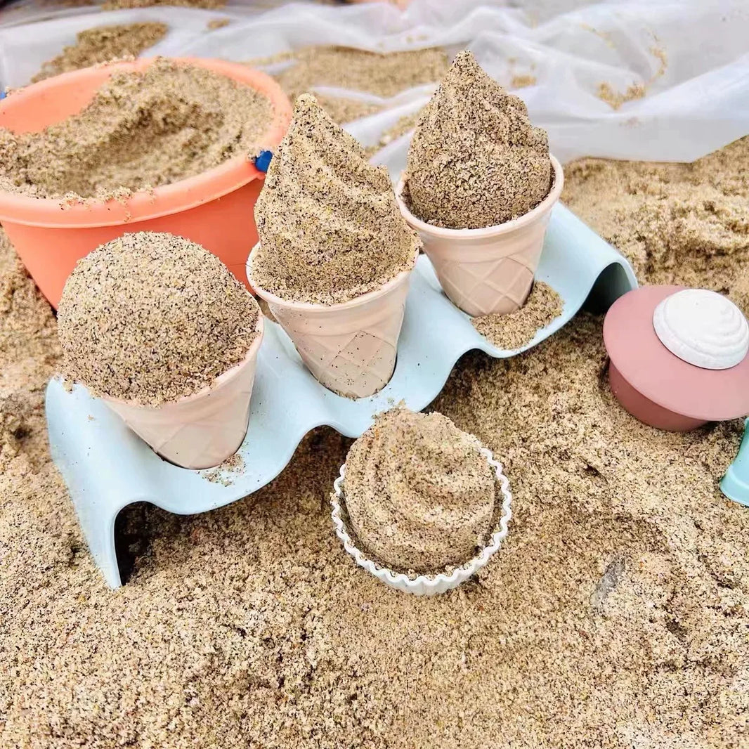 Children’s Beach Sand Toy Set With Ice Cream Digging Tools — Wheat Straw Material, Eco-Friendly Outdoor Play