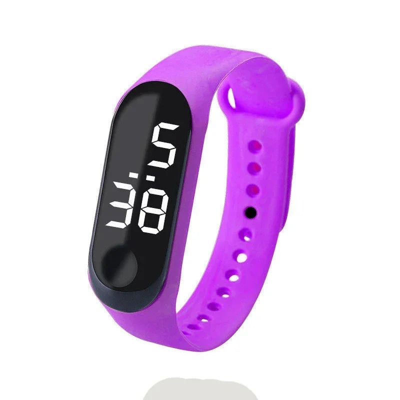 Fashion Kids Sports Waterproof LED Digital Watch Two-Tone Silicone Strap for Teen Boys and Girls
