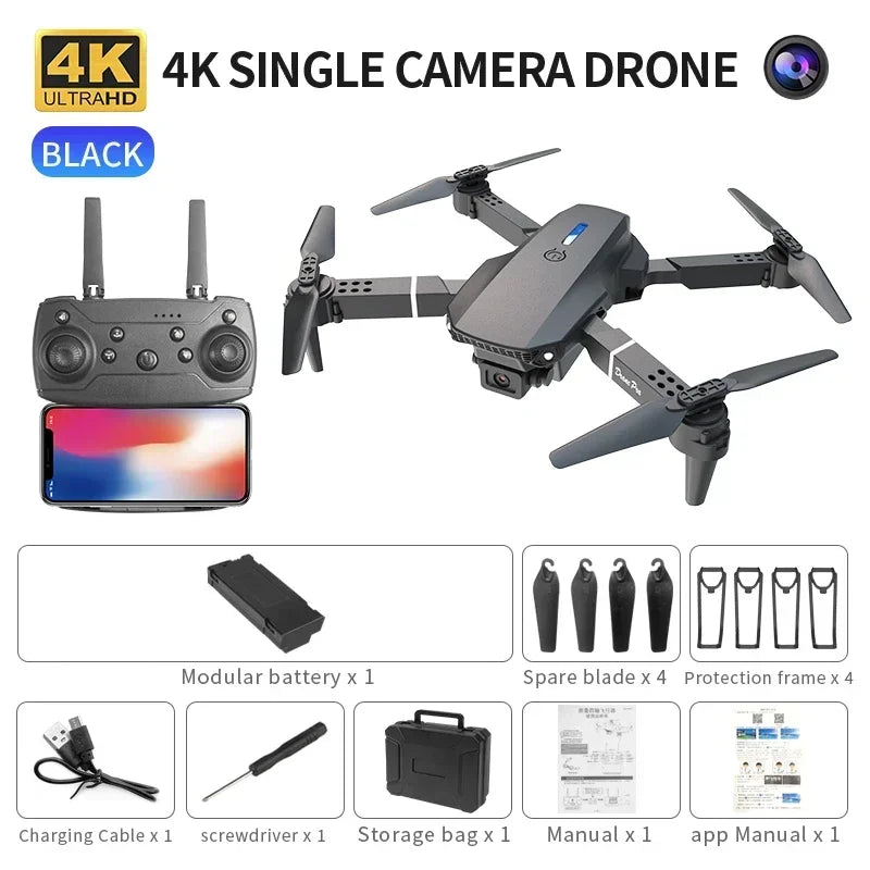 E88 Mini RC Drone with 4K HD Camera WiFi FPV Foldable Quadcopter for Kids Gift