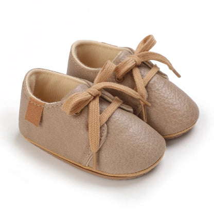HAIZHIW Newborn Baby Boy & Girl Leather Shoes – Infant First Walkers, Non-Slip Rubber Toddler Retro Shoes (0-18M)