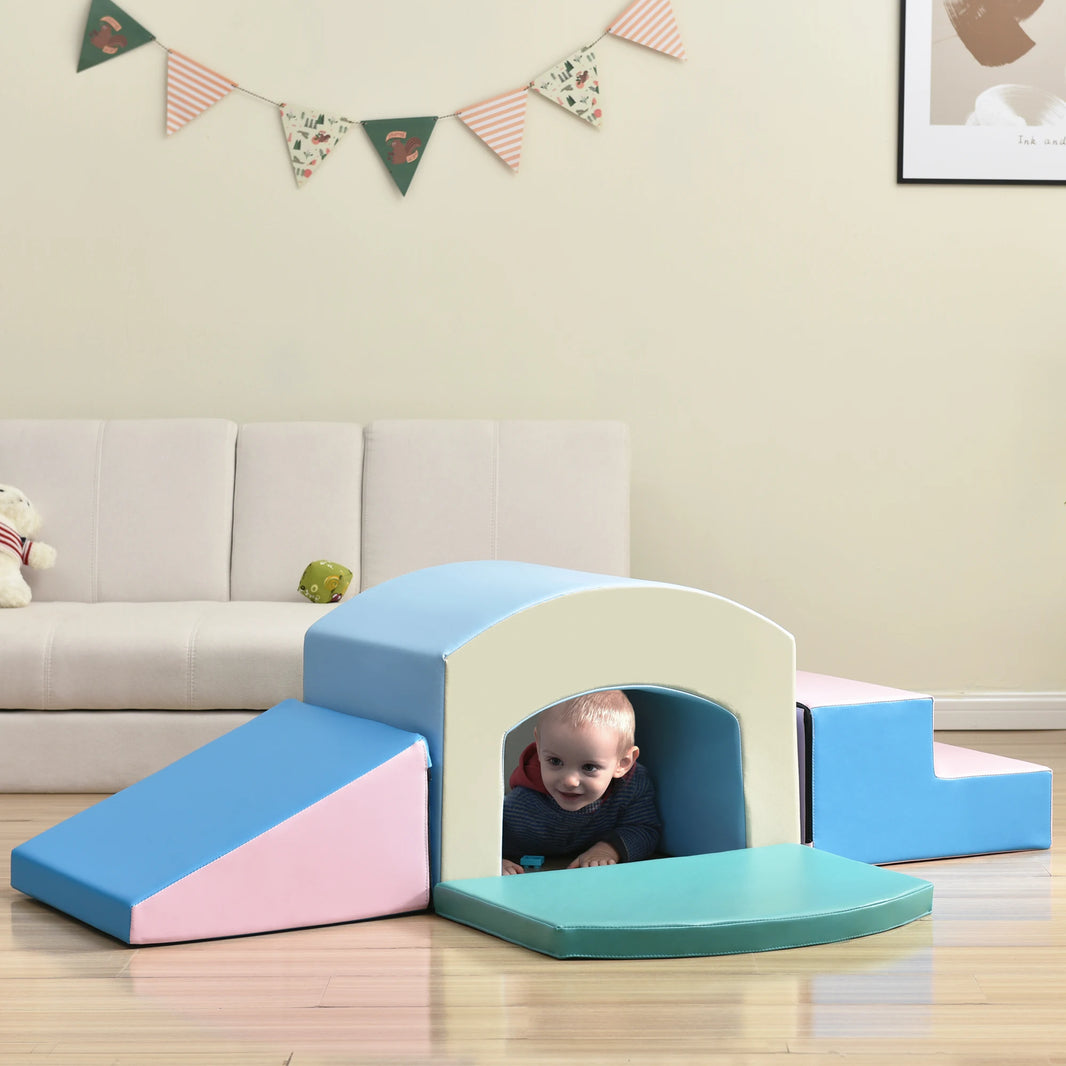 Soft Foam Playset for Toddlers – Indoor Climbing, Crawling, Sliding Blocks, Active Playset for Preschool Kids