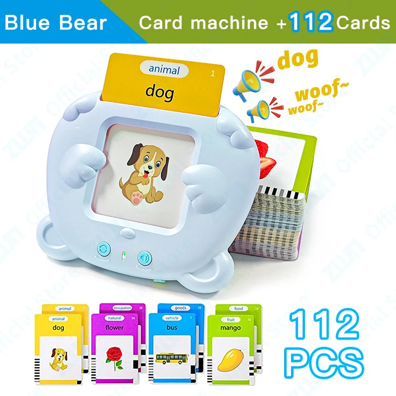 Montessori Education Flash Cards Machine - Early Educational Learning English Electronic Audio Book Toy for Children, Birthday Gift
