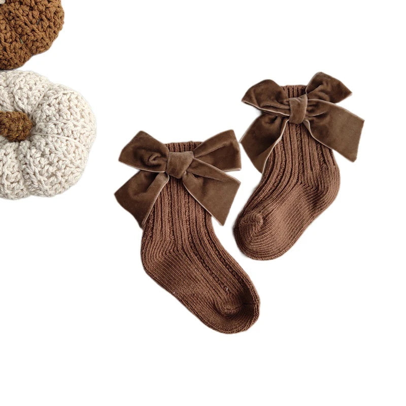 Winter Baby Socks Boy Girl Newborn Autumn Big Bow Cotton Mid-Tube Warm Socks Toddler Infant Accessories