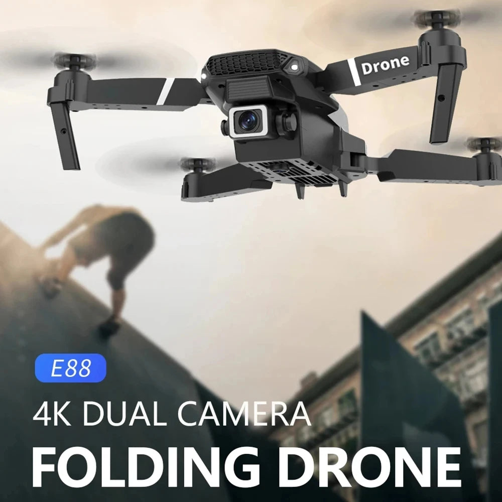 E88 Professional Foldable RC Drone – 4K HD Wide-Angle Camera WiFi FPV Quadcopter