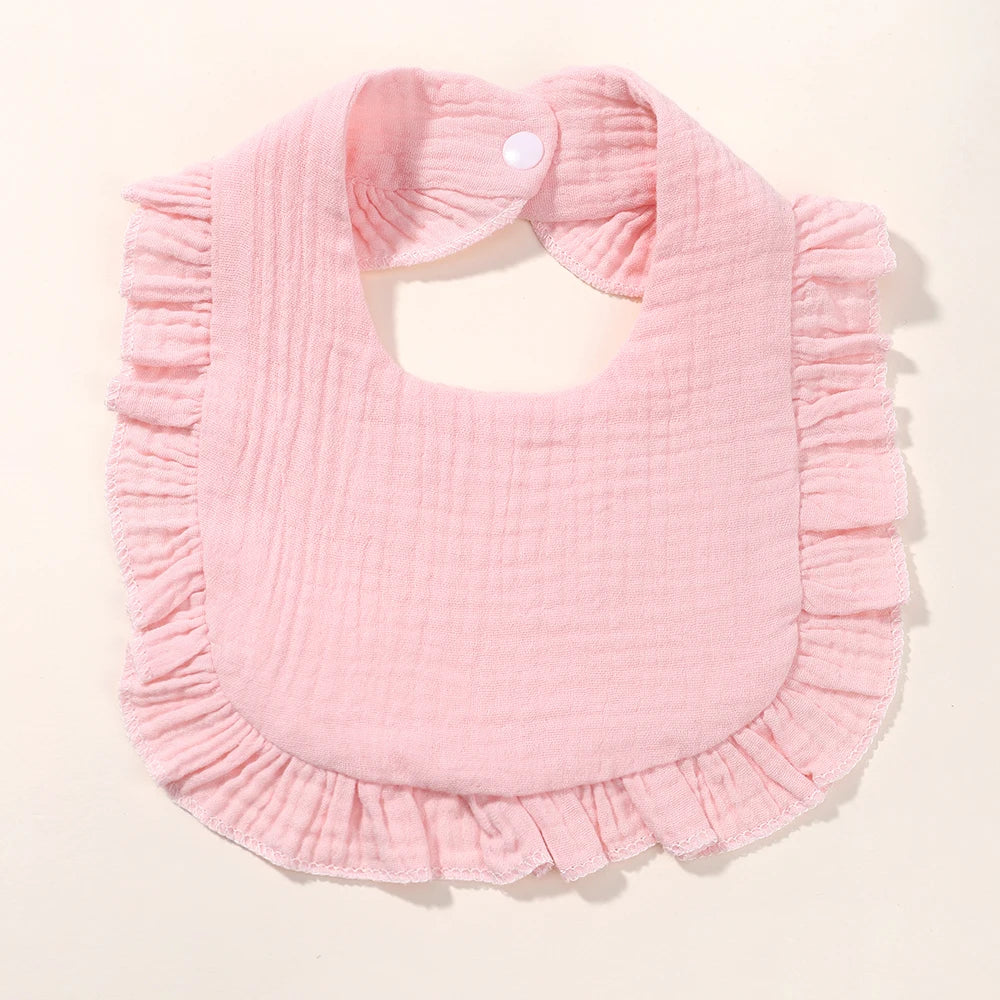 Newborn Baby Bibs & Burp Cloths | Solid Color Toddler Bandana Feeding Bibs, Ruffle Saliva Towel for Drool, Baby Accessories - Kidzy Market