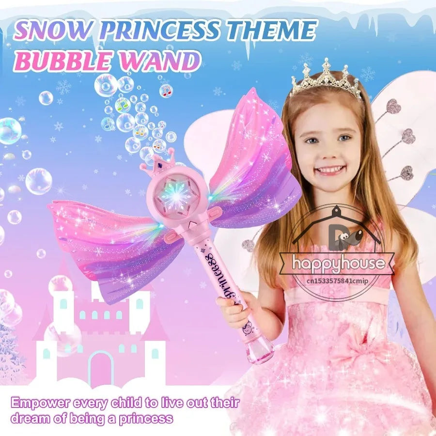 Automatic Bubble Machine Gun for Kids & Toddlers – Battery-Powered Bubble Wand with LED Light, 360° Leak-Proof Bubble Blower Toy
