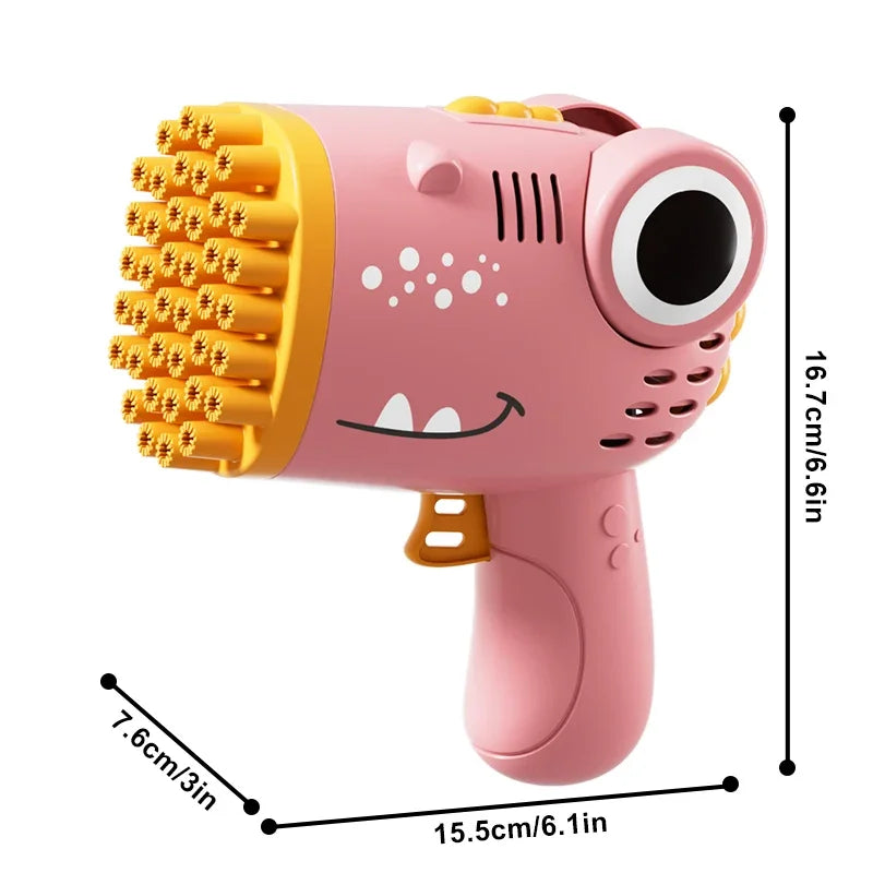 40-Hole Dinosaur Bubble Machine — Continuous Bubble Maker for Kids, Parties & Weddings (Bubble Solution & Batteries Not Included)