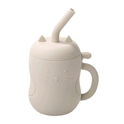 1pc Baby Silicone Straw Cup - BPA-Free, Portable Snack Container, Leakproof Kids Learning Drink Cup & Feeding Cup