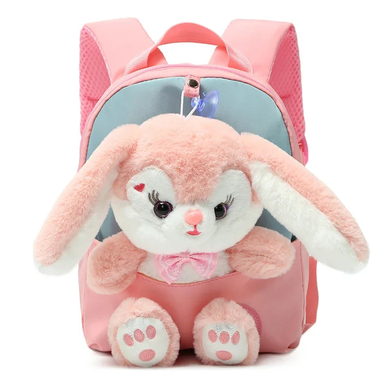 Cartoon Kindergarten Backpack – Cute Plush Rabbit Doll School Bag for New Children - Kidzy Market