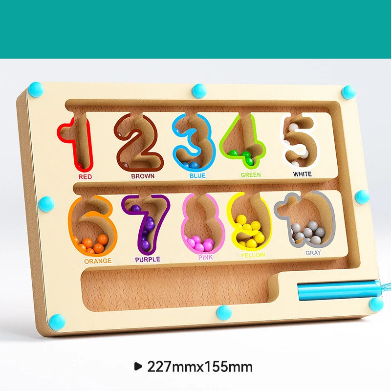 Montessori Magnetic Maze Color Sorting Game – Kids Fine Motor Training Toy with Pen-Controlled Moving Beads, Sensory and Educational Play