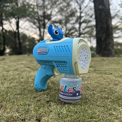 Handheld Automatic Bubble Gun for Kids – Space Sticker Design, LED Light, No-Spill Bubble Blower Toy (Batteries & Bubble Solution Not Included)