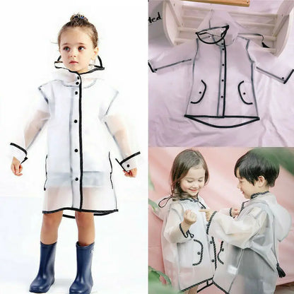 Kids Kids Waterproof Clear Rain Poncho Raincoat
