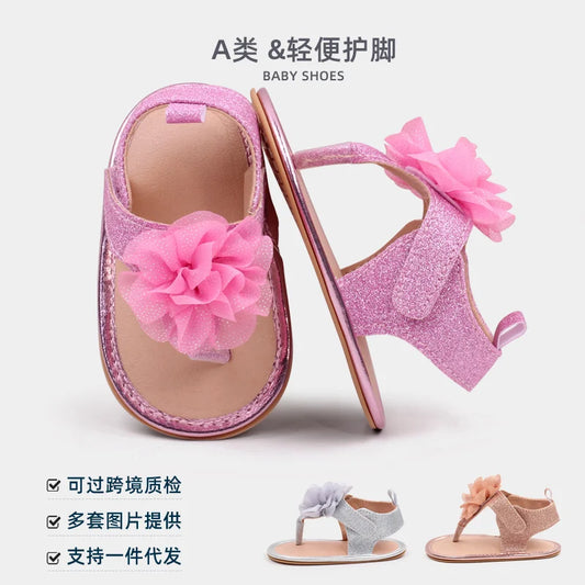 Baby Shoes Summer Sandal Cute Flower Anti-Slip Sole Newborn Toddler Prewalking Practice Shoes High Quality