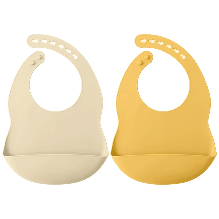 2PCS Silicone Baby Bibs for Toddlers – Waterproof, Solid Color, Adjustable Feeding & Burp Cloths for Newborns & Drooling Scarf - Kidzy Market