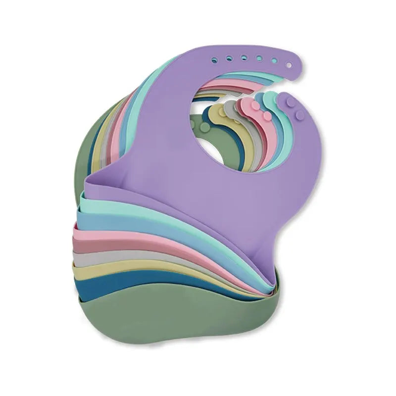Waterproof Baby Bibs – Adjustable Soft Silicone Feeding Bibs with Cute Cartoon Animal Prints for Boys & Girls - Kidzy Market
