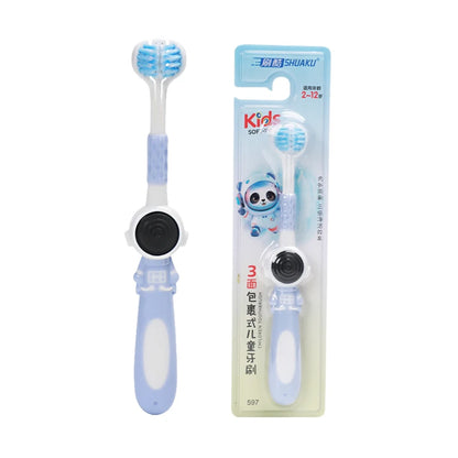 Age 3+ 3-Sided Toddler Toothbrush, Soft Bristles, Kids Autism Sensory Toothbrush, Silicone Oral Care Brush