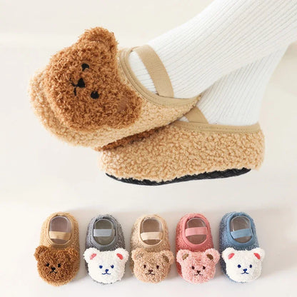 Winter Infant Anti-Slip Floor Socks – Soft Bottom Baby Walking Shoes with Cute Cartoon Bear