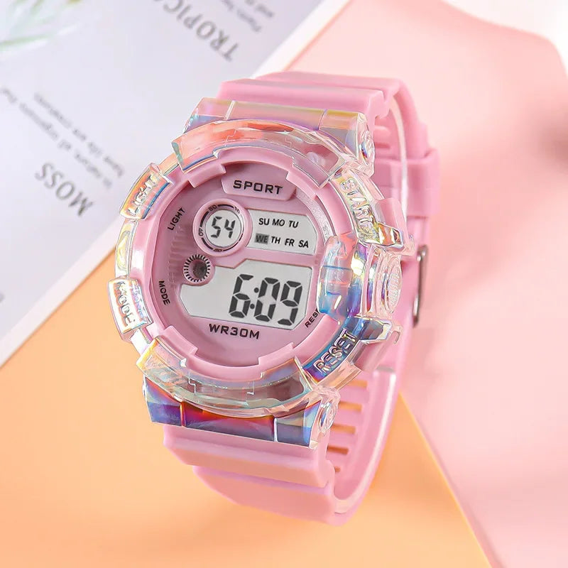 Fashion Kids LED Digital Watch for Children Boys and Girls Sports Alarm Luminous Electronic Wristwatch