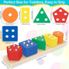Baby Wooden Rainbow Stacking Ring Tower – Montessori Puzzle Toy, Educational Color and Shape Geometric Game for Kids