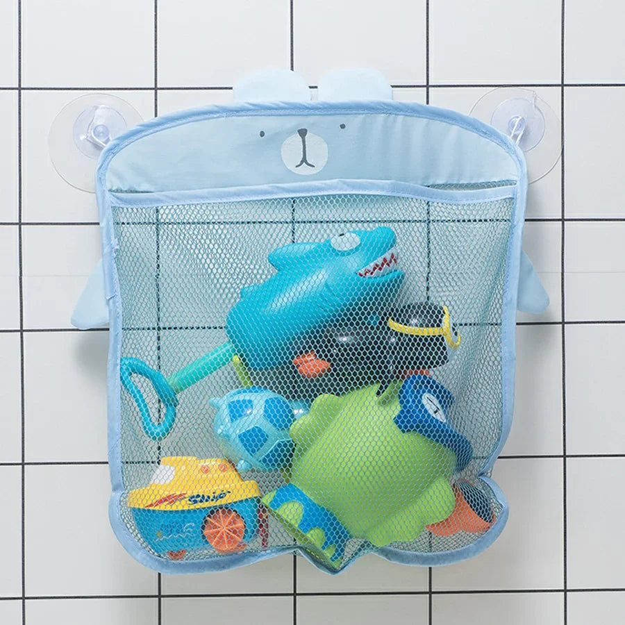 Dinosaur Animal Baby Bath Toy Organizer with Suction Cup Mesh Storage Bag for Kids