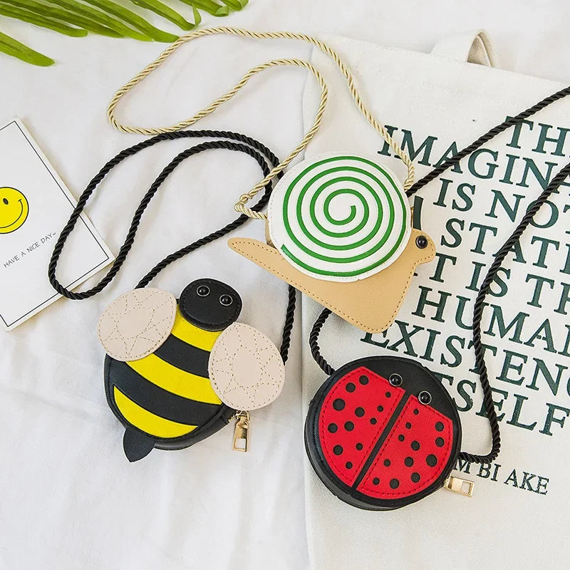 Cute Cartoon Bee, Ladybug & Snail Messenger Bag – Kids' PU Leather Coin Purse & Shoulder Handbag - Kidzy Market