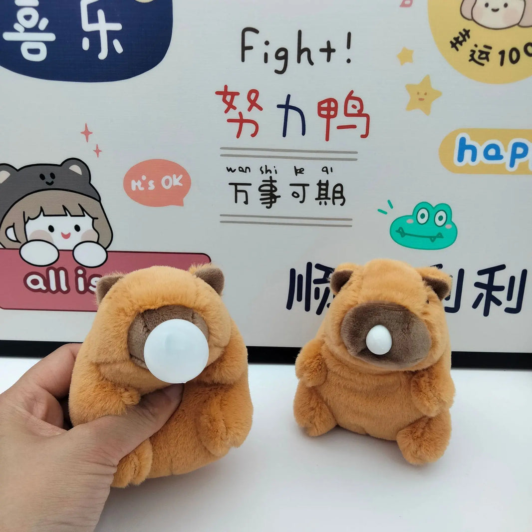 1-20PCS Spit Bubble Capybara Plush Keychain, Water Guinea Pig Backpack and Car Charm