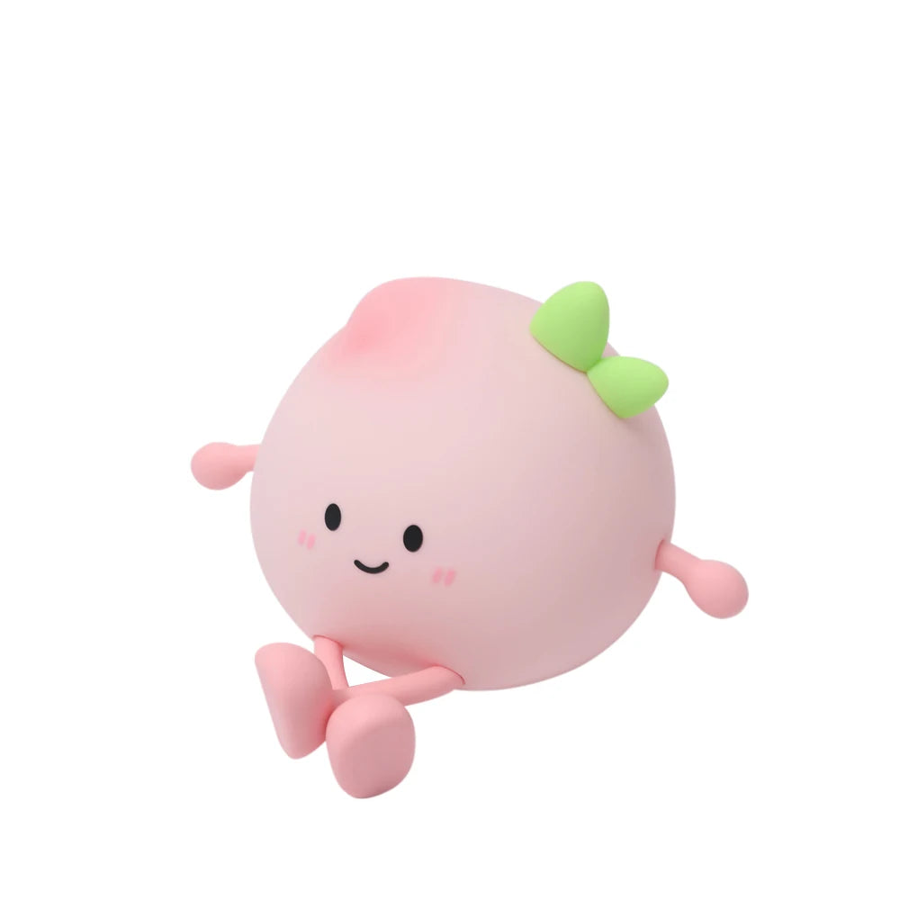 Cute Silicone Peach Night Light Rechargeable LED Nursery 7-Color Tap Control Bedside Lamp Christmas Gift