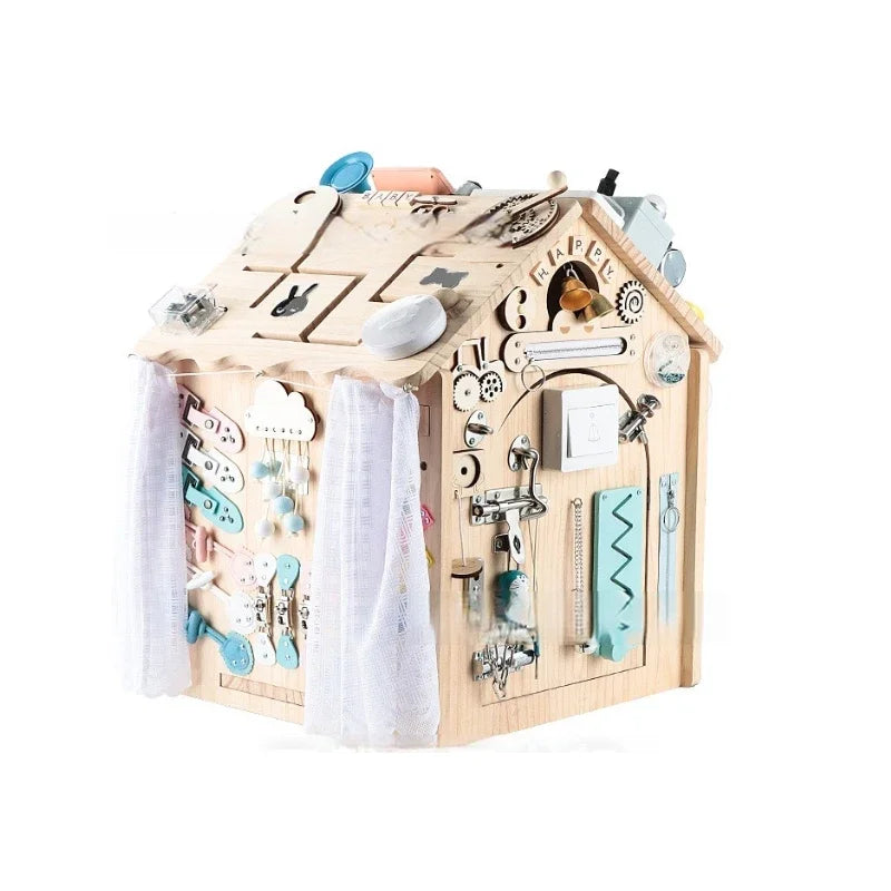 Montessori Busy Board DIY Wood Accessories – Early Learning Ball, Calculation, Bulldozer, Castle, Helicopter Educational Toy for Children Gifts