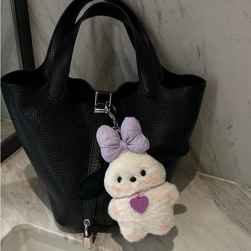 Kawaii Sanrio Pilot Dog Plush Keychain, Cute Pochacco Bow Bag and Car Mirror Pendant