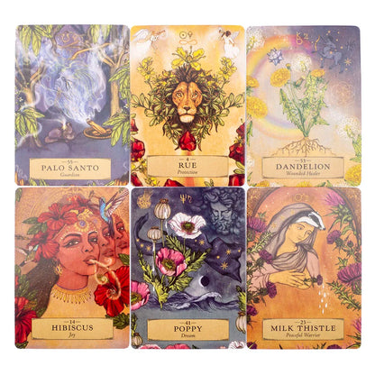 Herbal Astrology Oracle Board Game Deck - 55 Cards for Alchemizing Ancient Plant Healing and Astrological Wisdom, 10.4 x 7.4 cm