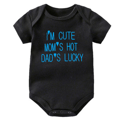 I'm Cute Mom's Hot Dad's Lucky Newborn Bodysuit Baby Girl Boy Clothes Short Sleeve Casual Jumpsuit Playsuit Rompers Outfits