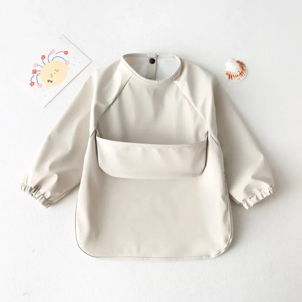 1-Piece Solid Color Baby Art Smock – Waterproof Long Sleeve Feeding Bib Apron for Kids, Soft & Comfortable - Kidzy Market