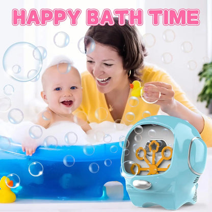 Automatic Cartoon Bubble Machine - Handheld Battery-Powered Bubble Blower with Bubble Solution & 5 Wands, Fun Party Gift for Kids, Weddings & Christmas