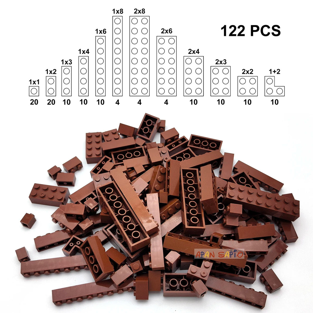 122PCS Thick Figures Bricks – 12 Size DIY Building Blocks, Creative Educational Plastic Toys, Compatible with 3001 for Children