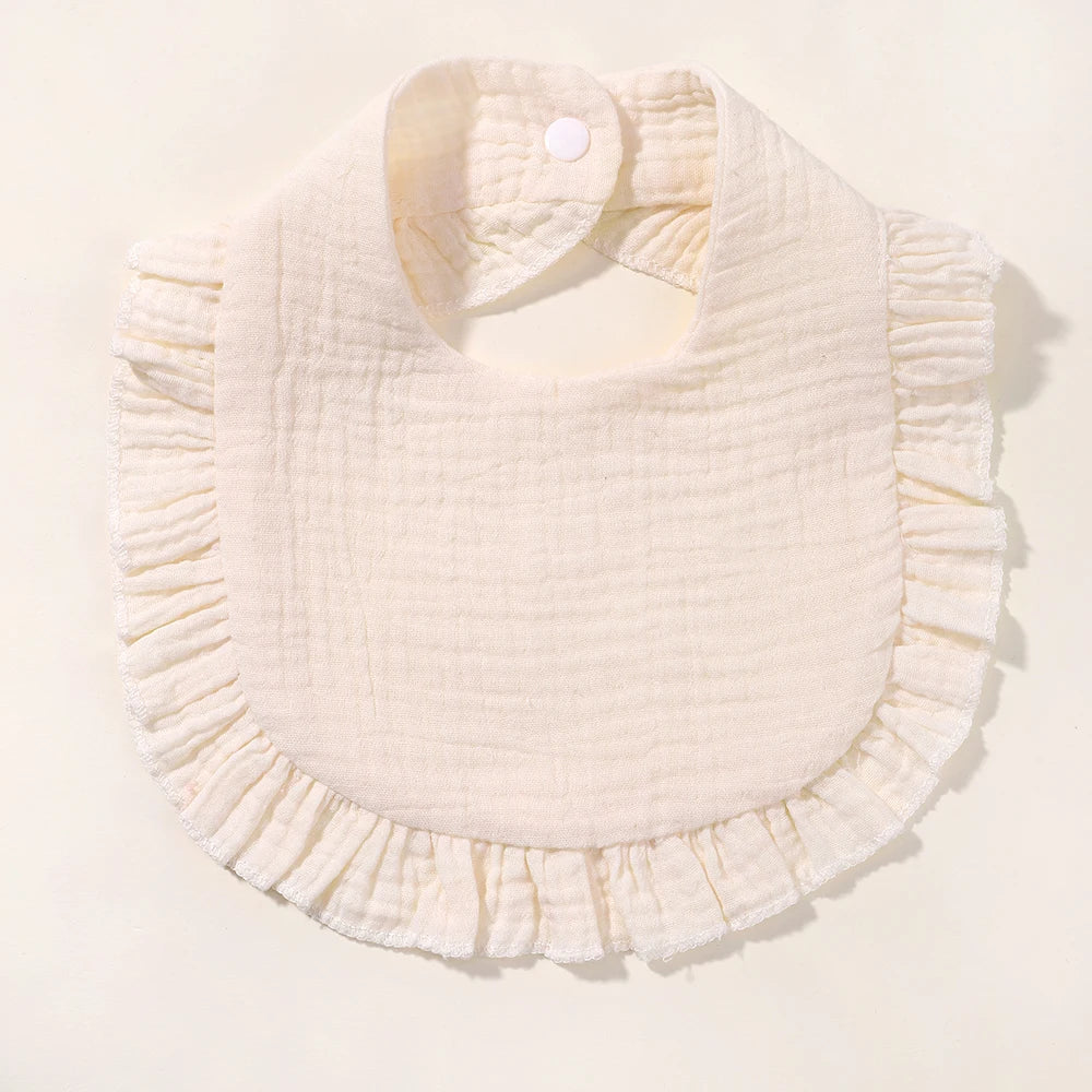 Newborn Baby Bibs & Burp Cloths | Solid Color Toddler Bandana Feeding Bibs, Ruffle Saliva Towel for Drool, Baby Accessories - Kidzy Market