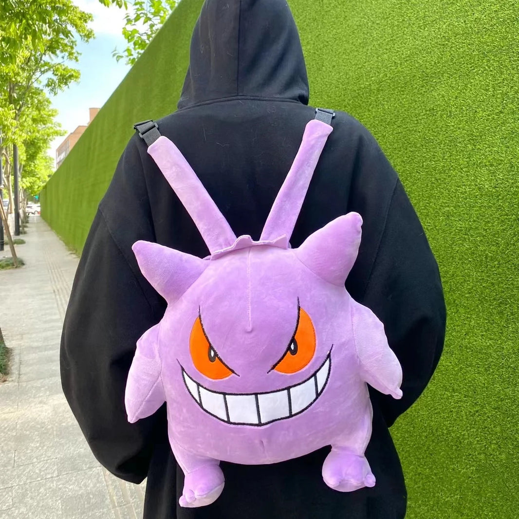 Kawaii Pokemon Gengar Plush Backpack – Cartoon Cosplay School Bag for Kids