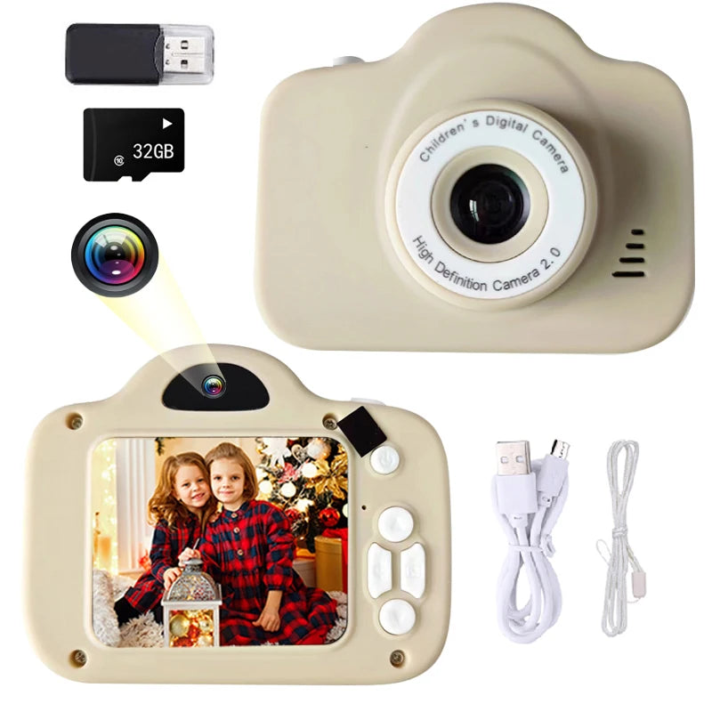 Waterproof Kids Camera with 2-Inch Color Display, 1080P HD Video, Outdoor SLR Style, Includes TF Memory Card